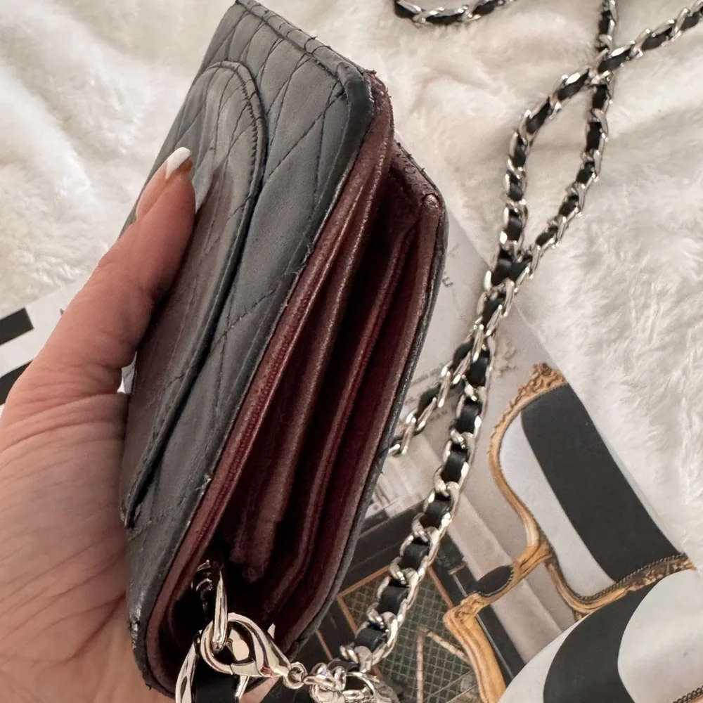 Authentic CHANEL Lambskin Matelasse wallet on chain crossbody bag
